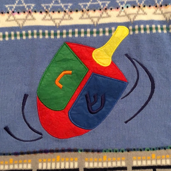 Hooked Up Brand Hanukkah Dreidel Sweater-L - Picture 5 of 16